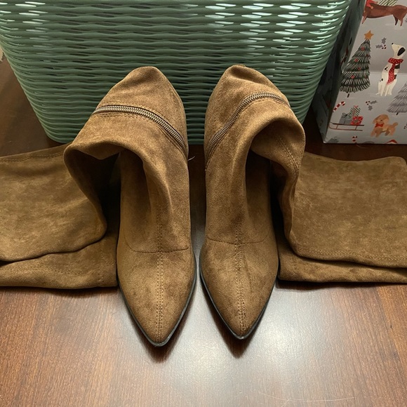 So Me Women's Brown Leather Over The Knee Stretchy Boots Size 7 - Picture 2 of 9